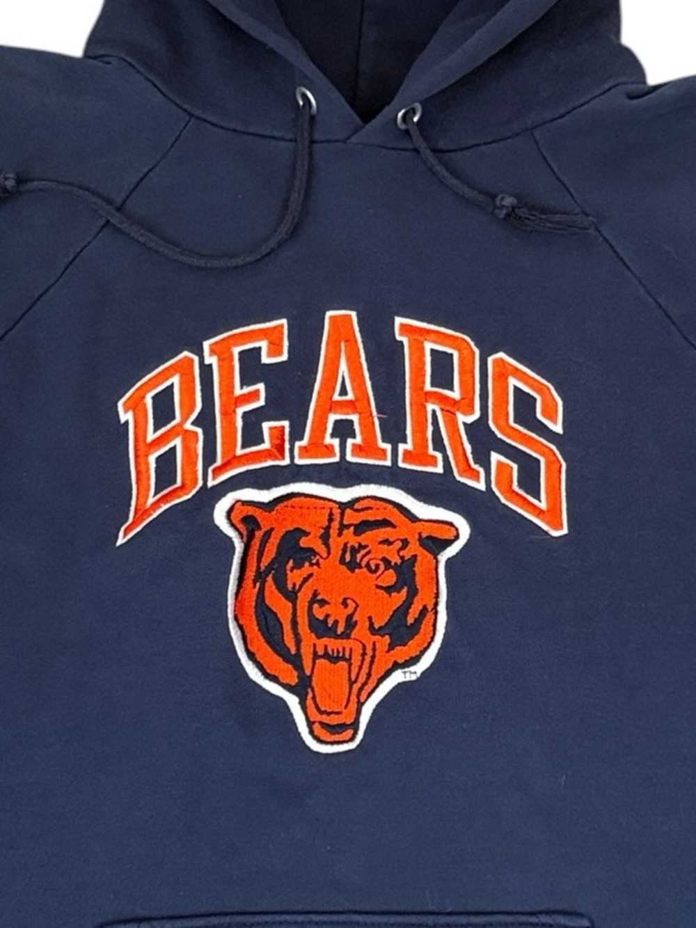 VTG 90s Champion Chicago Bears Hoodie Boys XL NFL Embroidered Navy Blue Orange